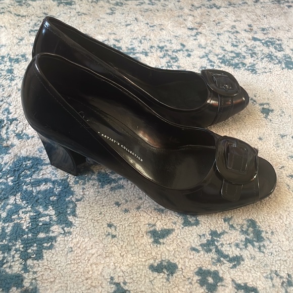 Franco Sarto black peep toe buckle pumps - Picture 4 of 6